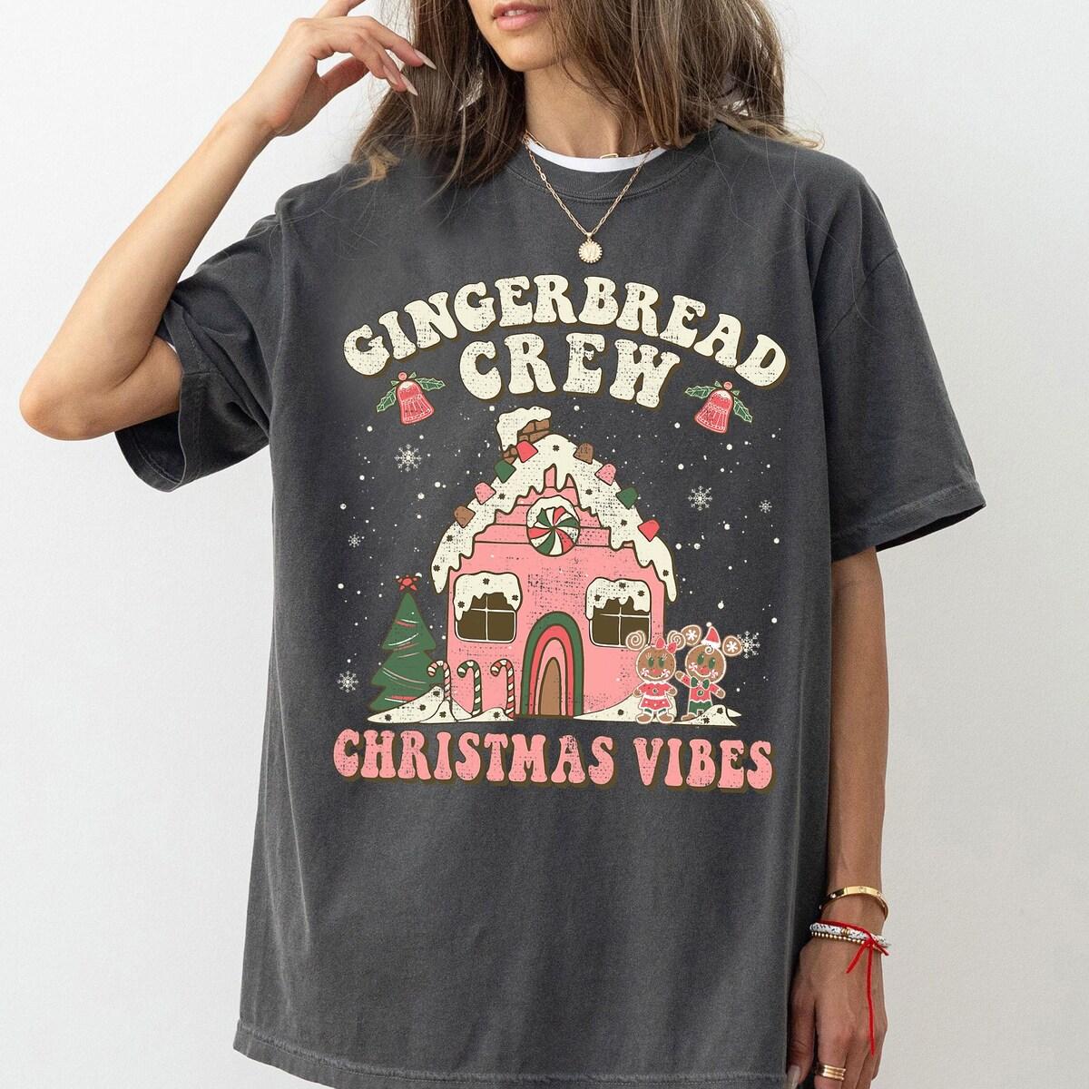 Mickey And Minnie Christmas Gingerbread House Cookie Baking Crew Shirt 4