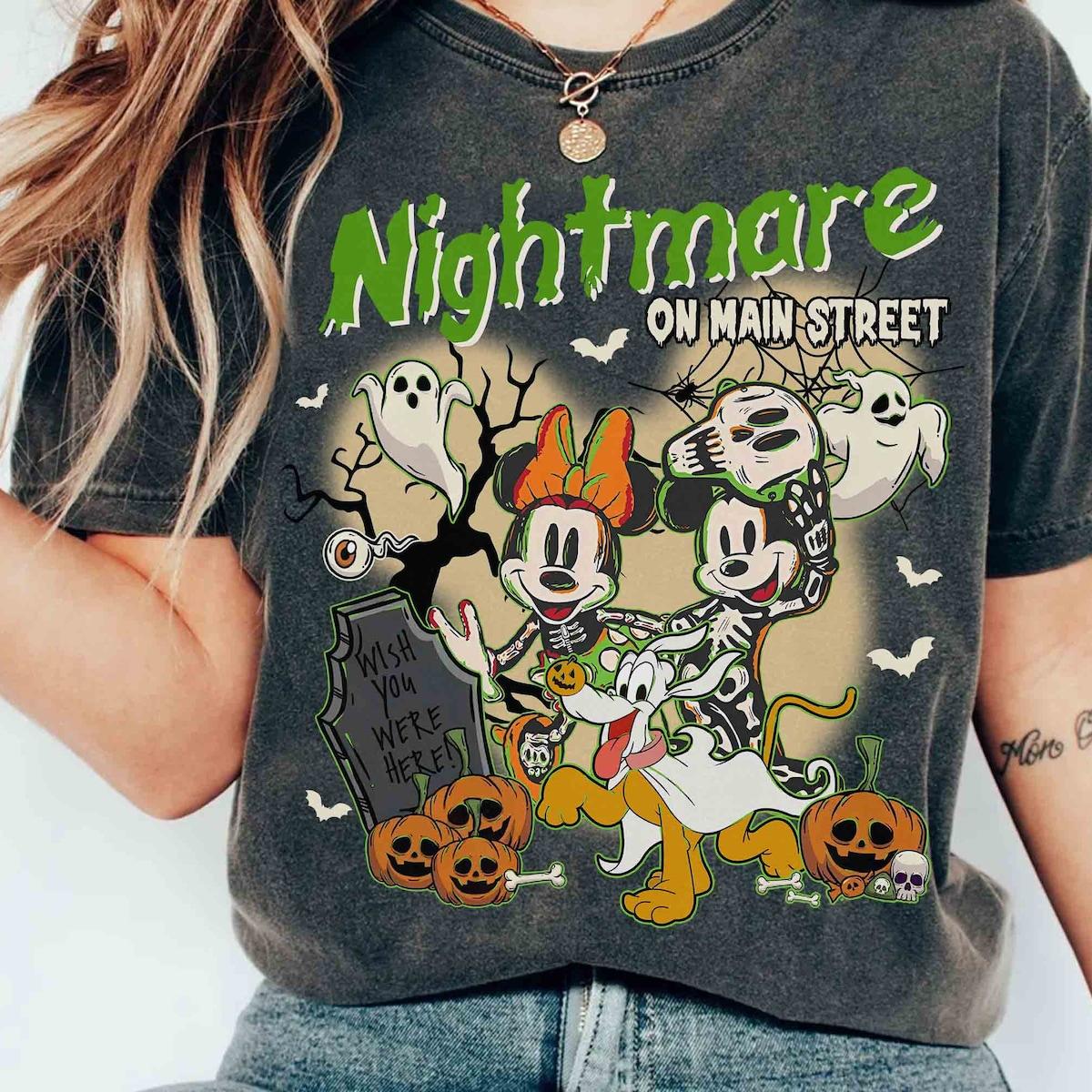 Mickey And Minnie Costume Skeleton Halloween Shirt 1