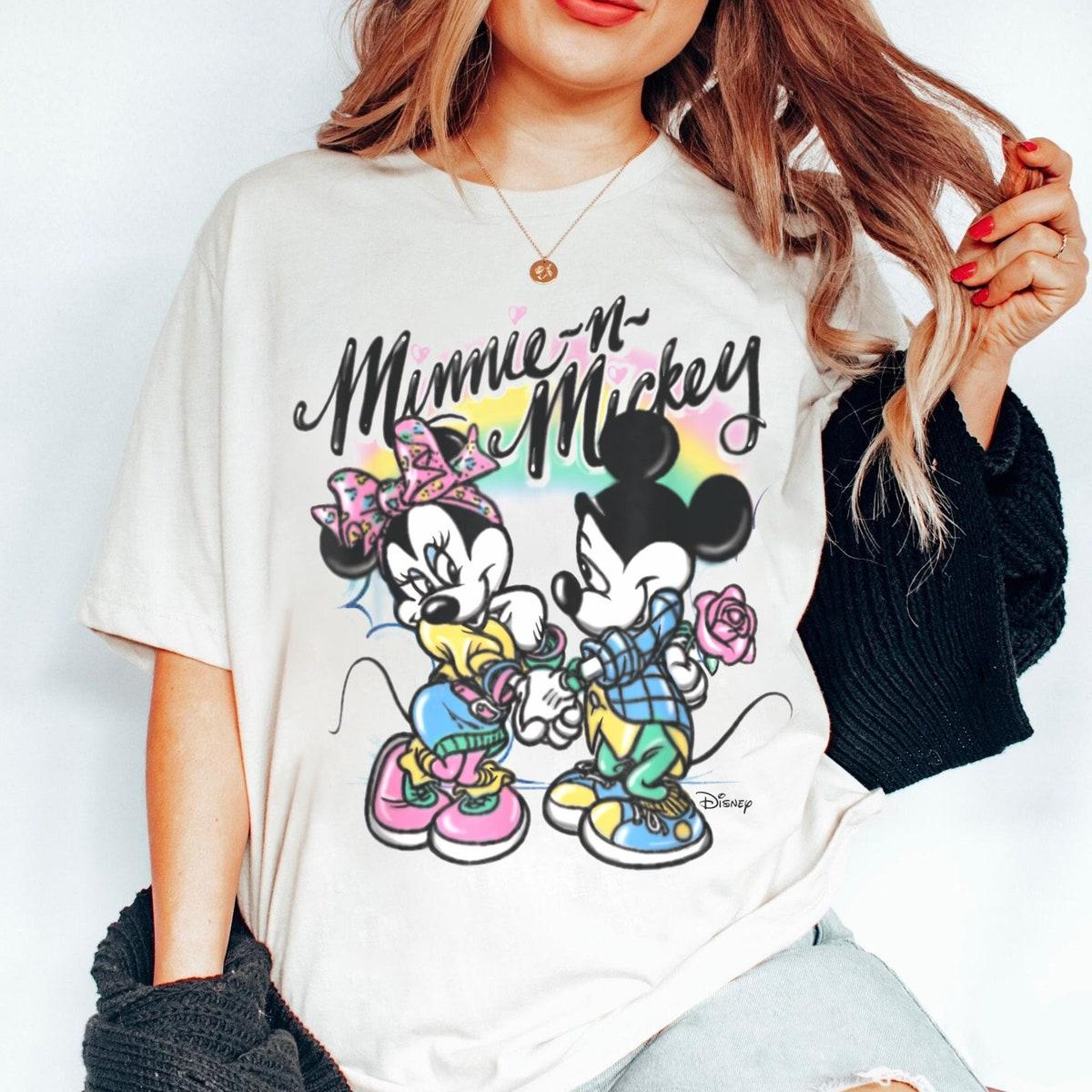 Mickey And Minnie Mouse Colorful Rainbow Couple Matching Shirt 1