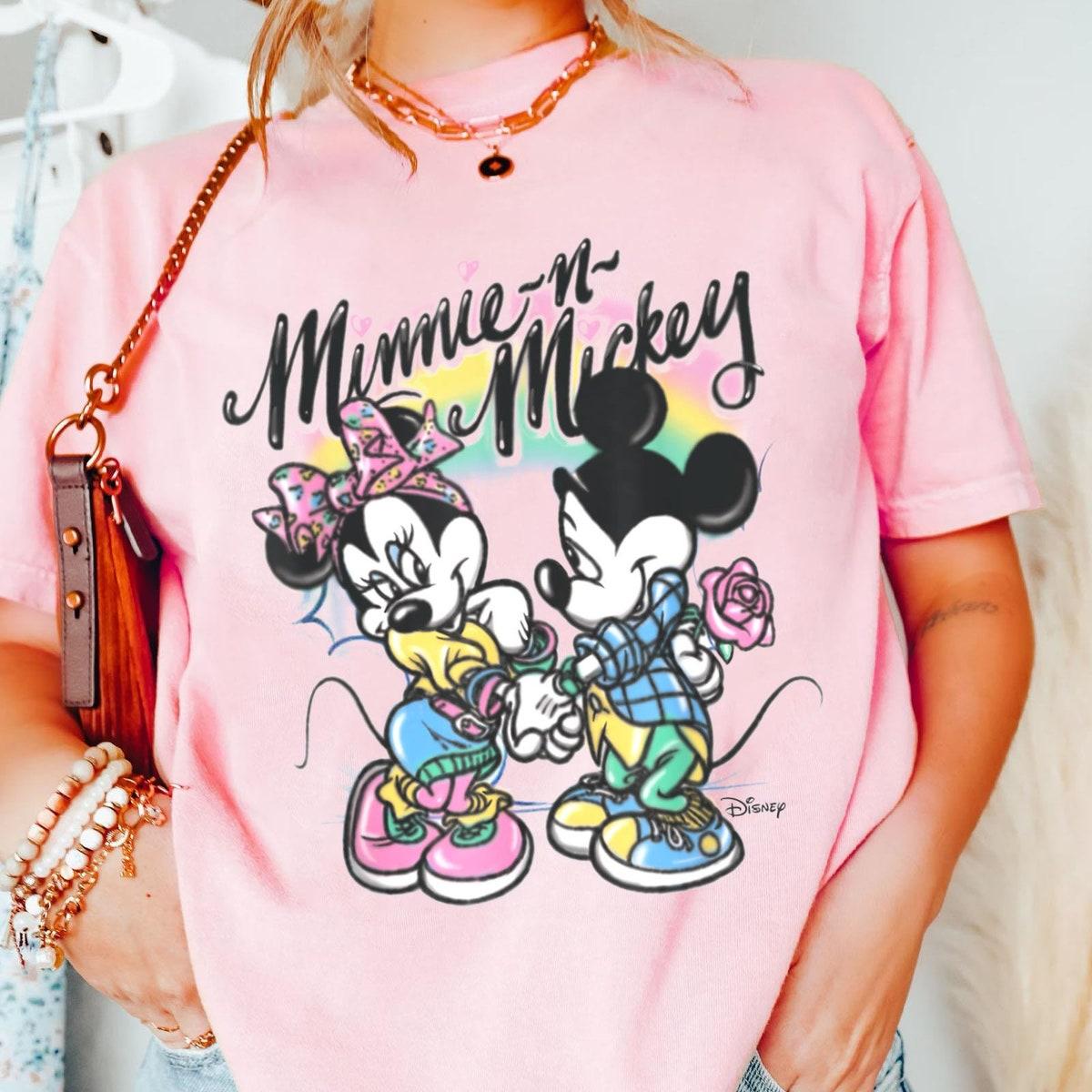 Mickey And Minnie Mouse Colorful Rainbow Couple Matching Shirt 2