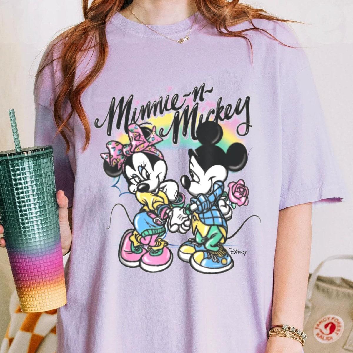 Mickey And Minnie Mouse Colorful Rainbow Couple Matching Shirt 3