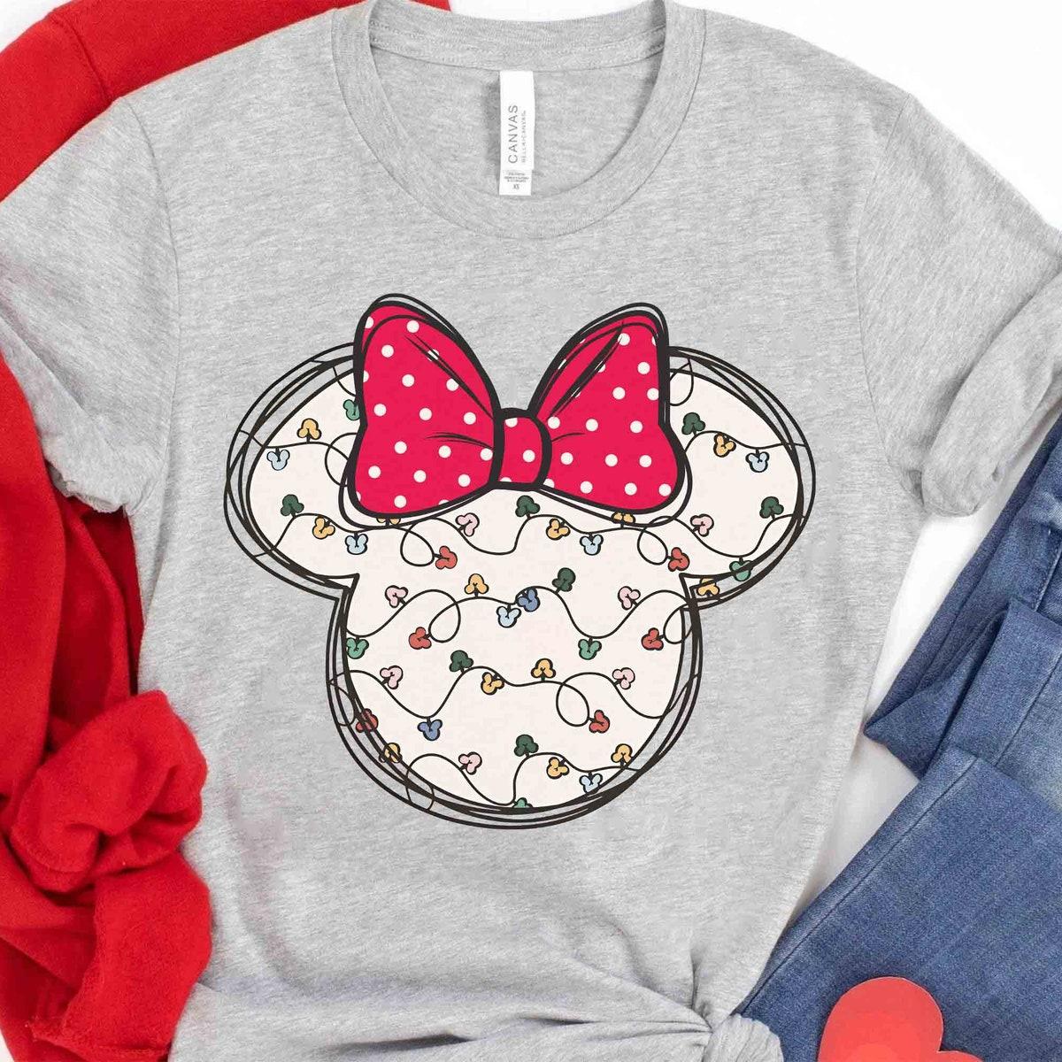 Mickey And Minnie Mouse Disney Couples Christmas Lights Shirt 3