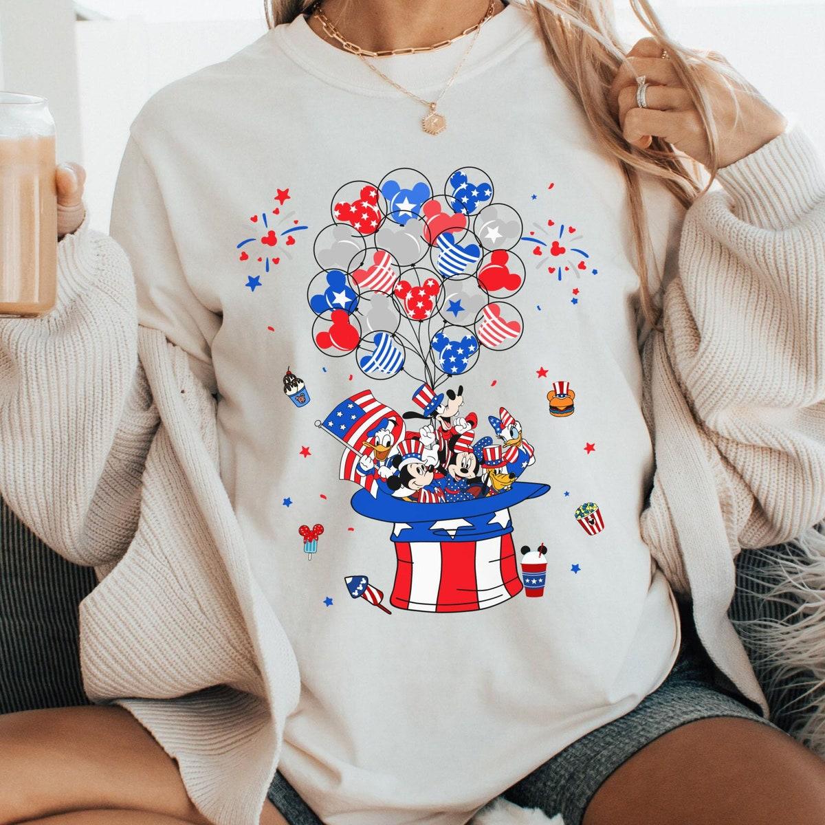 Mickey Friends 4th Of July Hat With Balloon Shirt 2