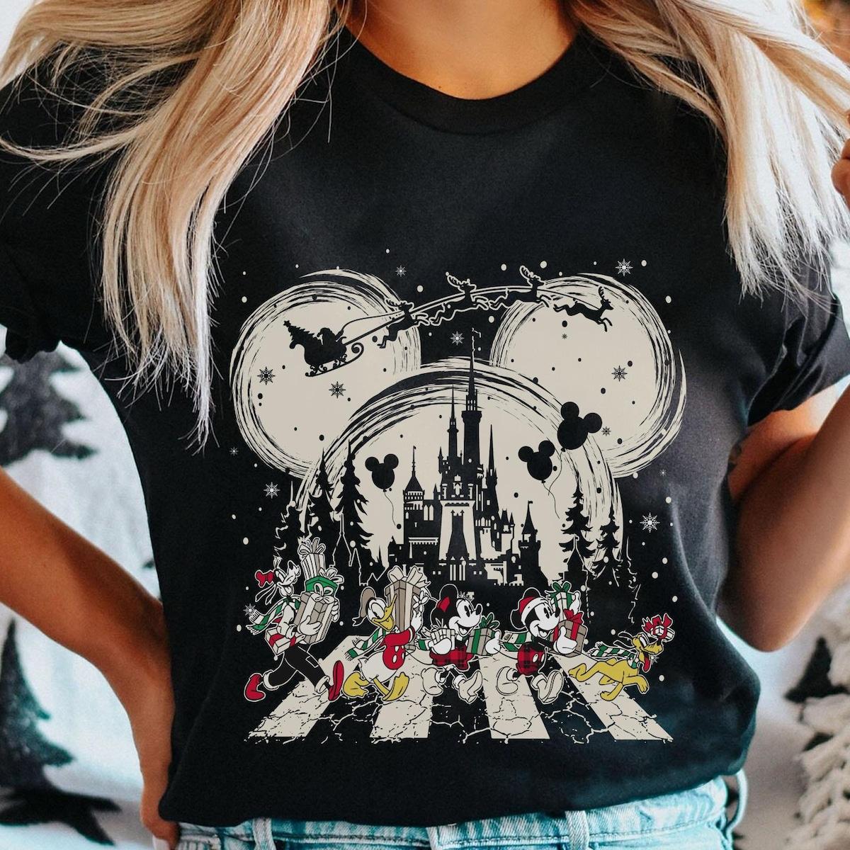 Mickey Friends Christmas Walking Abbey Road Shirt 1