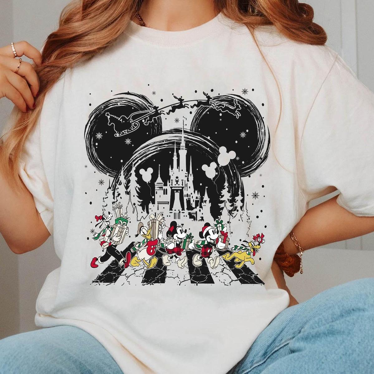 Mickey Friends Christmas Walking Abbey Road Shirt 2