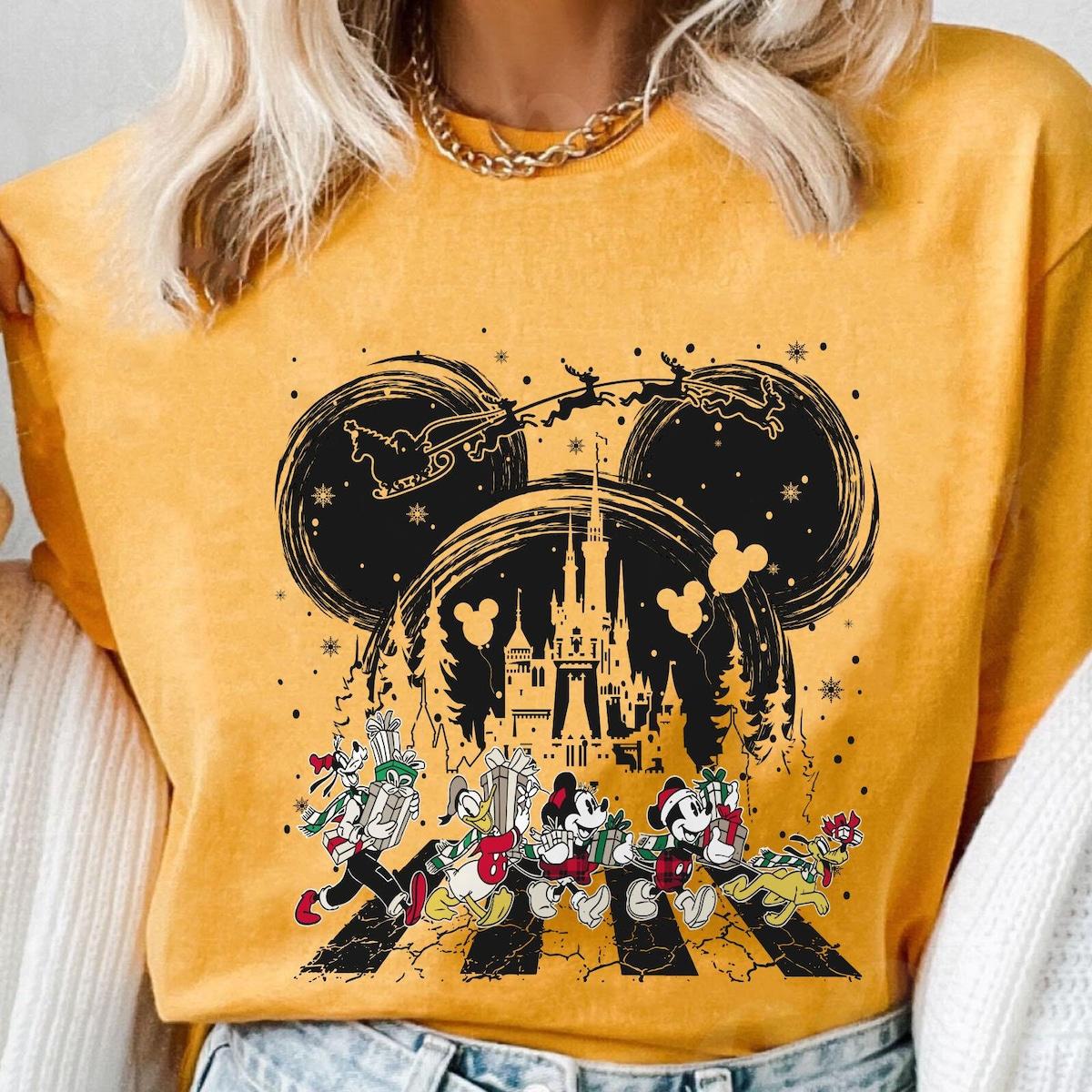 Mickey Friends Christmas Walking Abbey Road Shirt 3