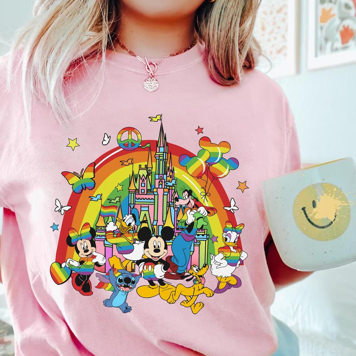 Mickey Friends Disney Castle Rainbow Lgbt Pride Shirt 4