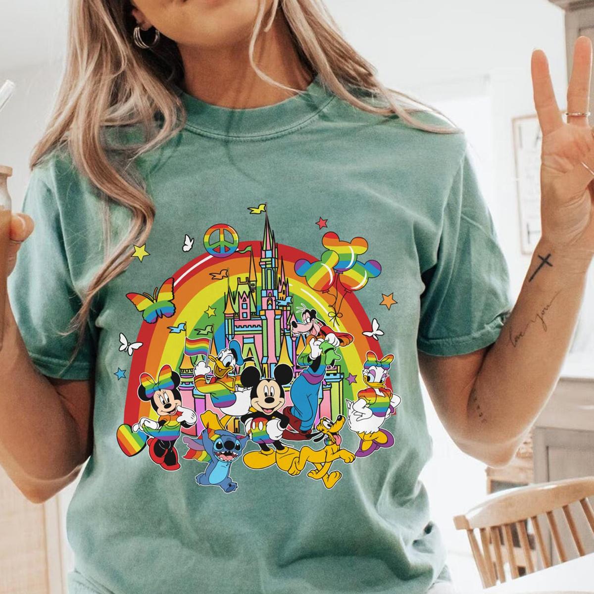 Mickey Friends Disney Castle Rainbow Lgbt Pride Shirt 5