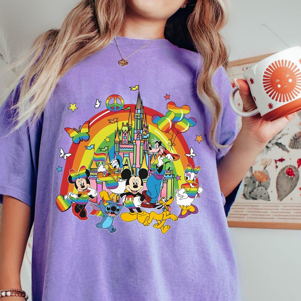 Mickey Friends Disney Castle Rainbow Lgbt Pride Shirt 6