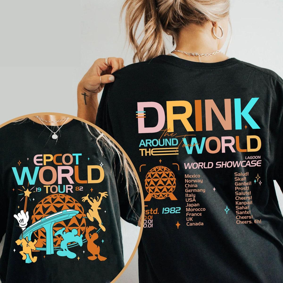 Mickey Friends Epcot World Tour Drink Around The World Shirt 1