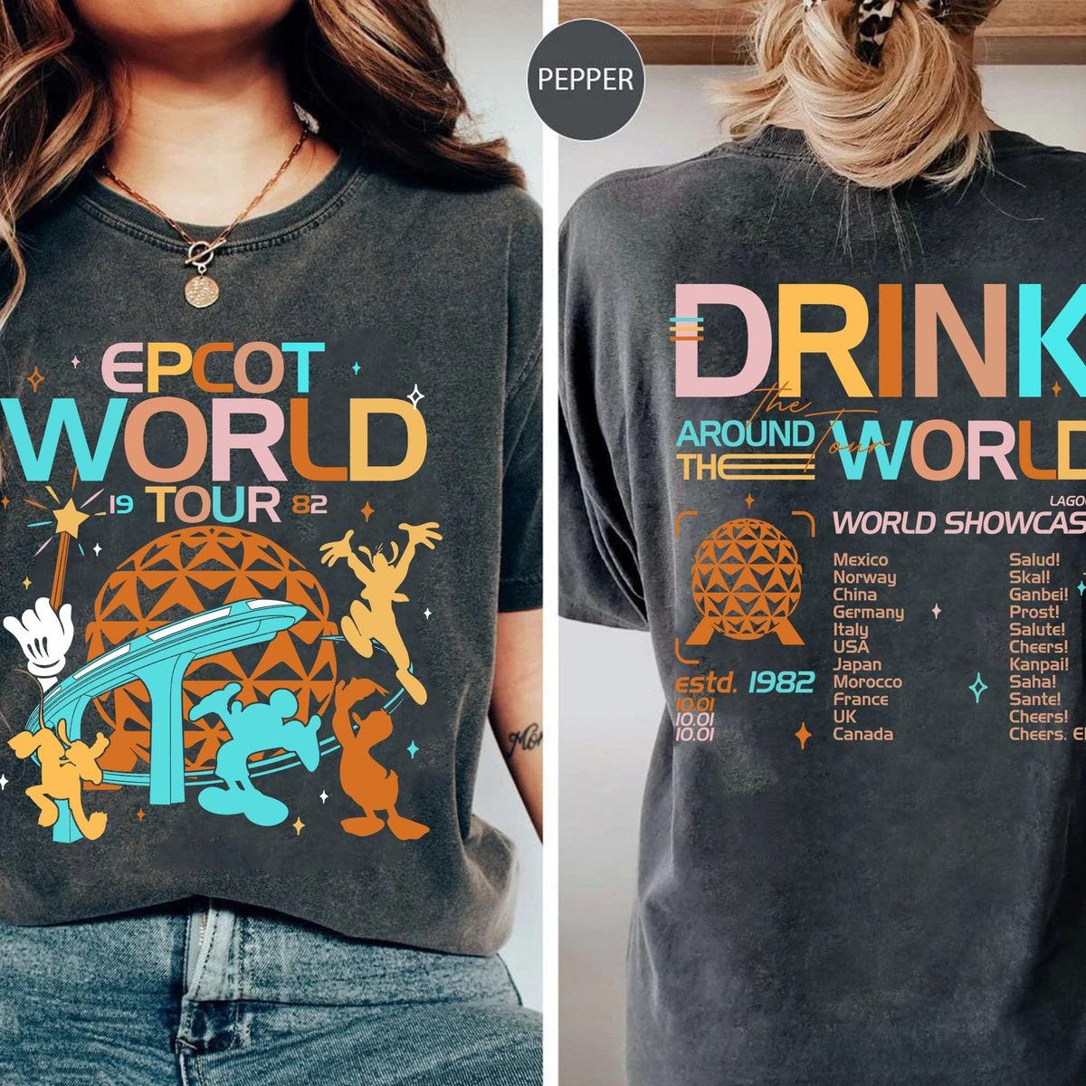 Mickey Friends Epcot World Tour Drink Around The World Shirt 2