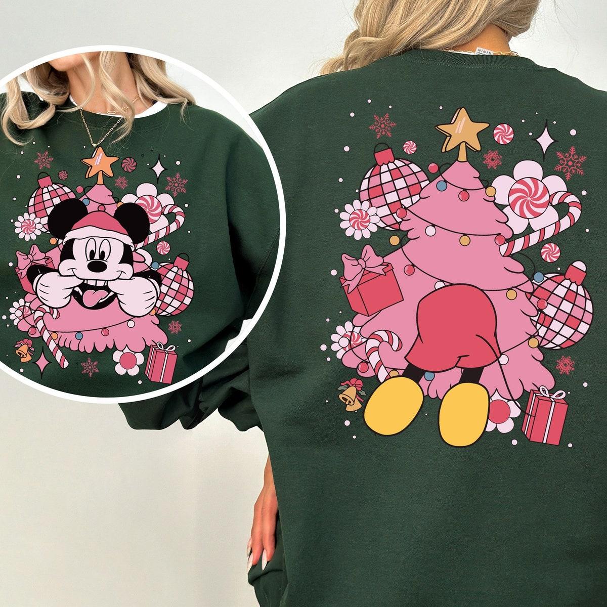 Mickey In Pink Christmas Tree Shirt 1