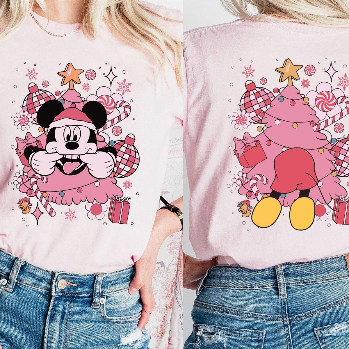 Mickey In Pink Christmas Tree Shirt 2