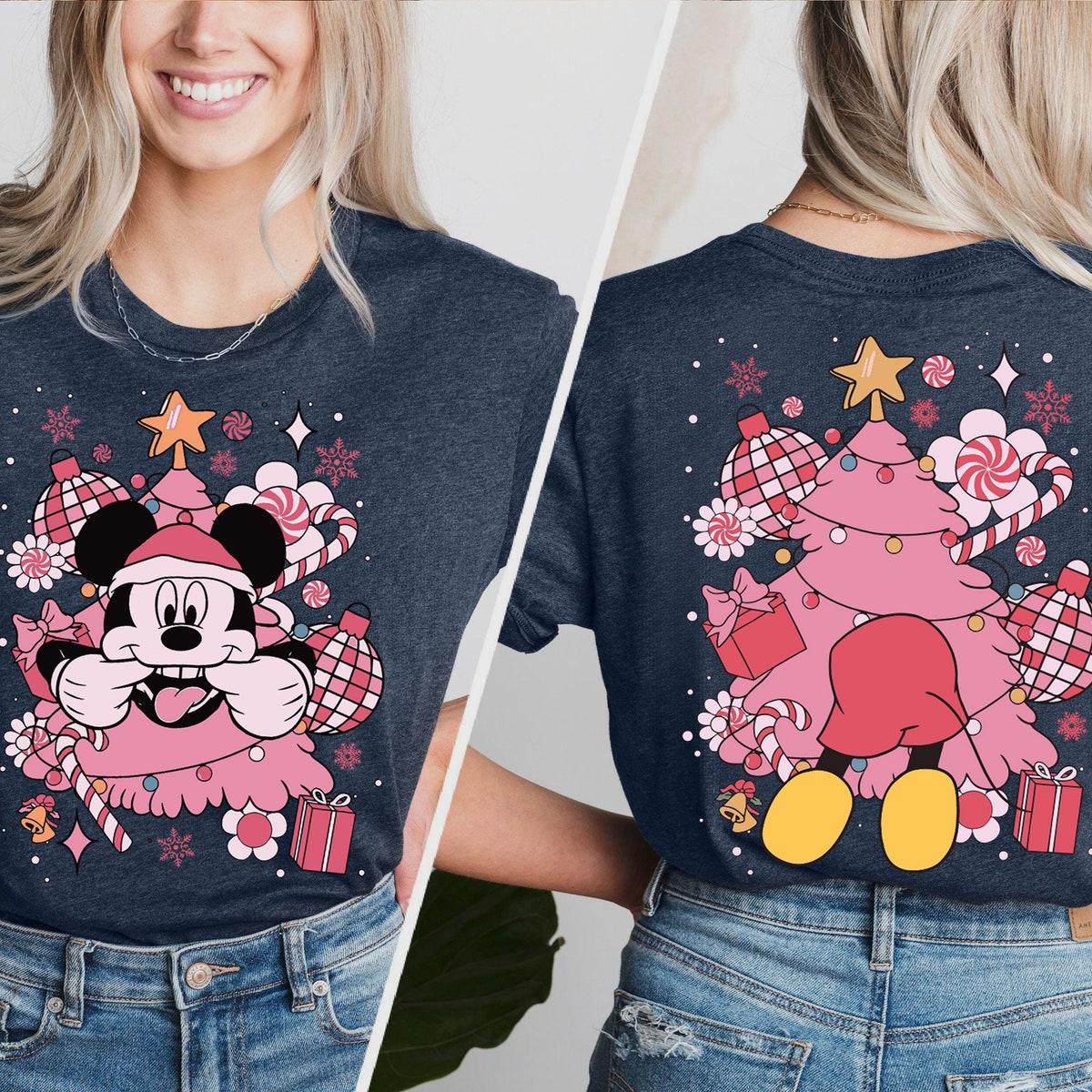 Mickey In Pink Christmas Tree Shirt 5