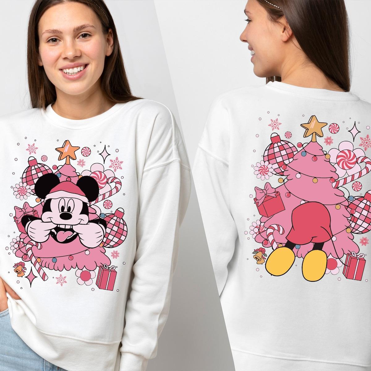 Mickey In Pink Christmas Tree Shirt 6