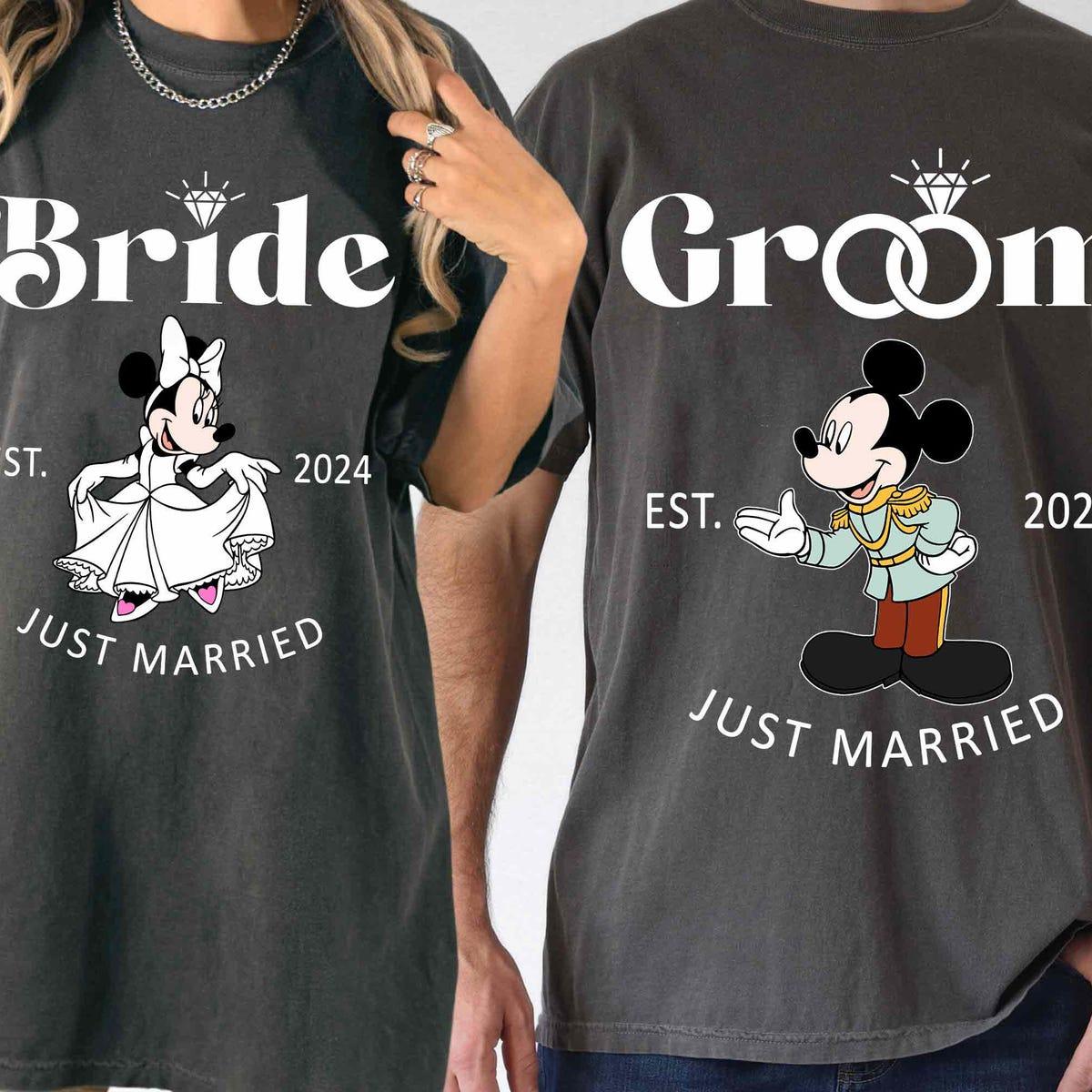 Mickey Minnie Bride And Groom Just Married Couple Matching Shirt 1