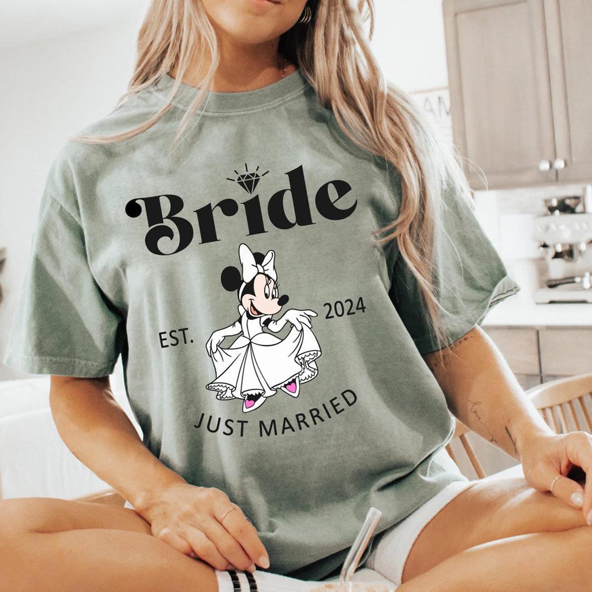 Mickey Minnie Bride And Groom Just Married Couple Matching Shirt 3