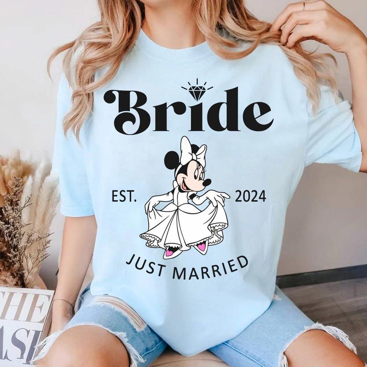 Mickey Minnie Bride And Groom Just Married Couple Matching Shirt 4