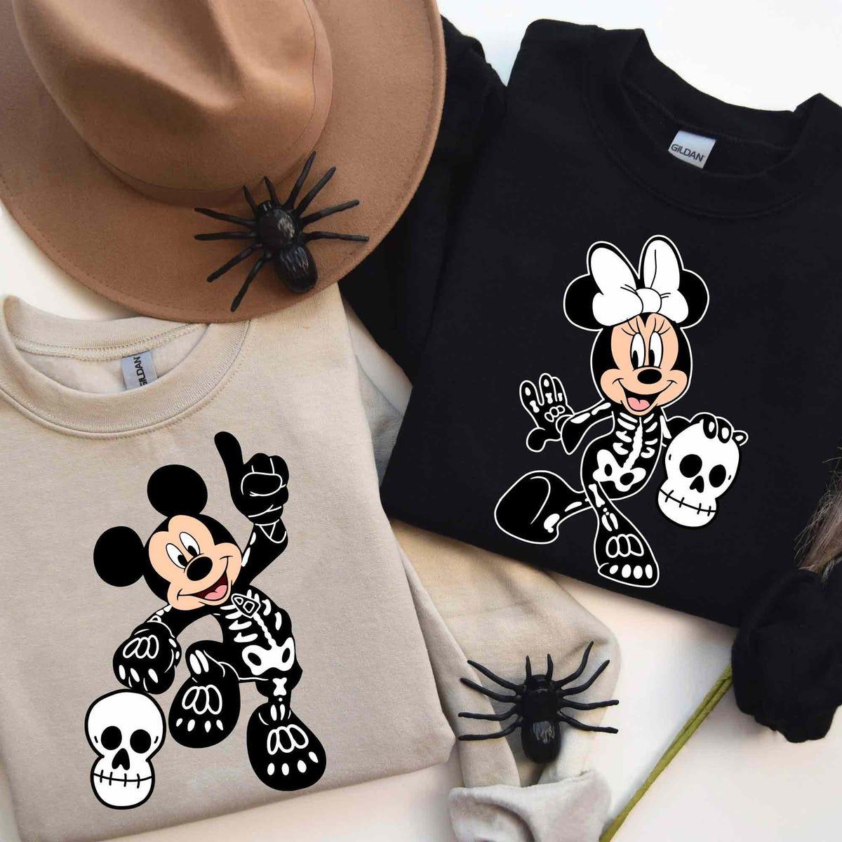 Mickey Minnie Costume Skeleton Couple Disney Halloween Matching Shirt 2