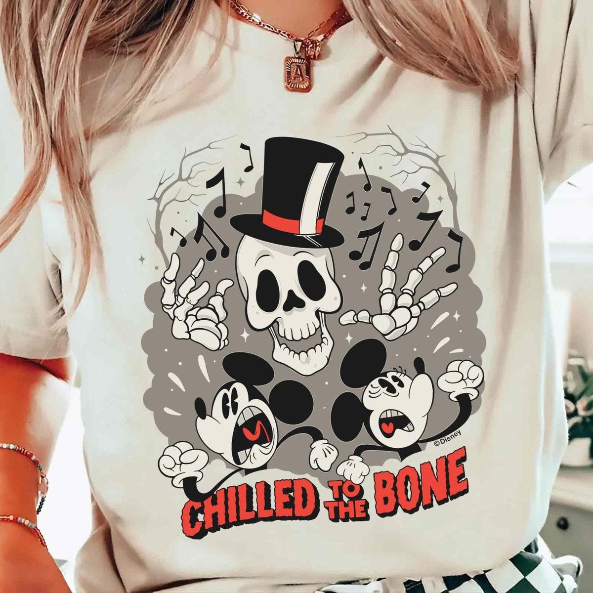 Mickey Minnie Halloween Skeleton Chilled To The Bone Shirt 1