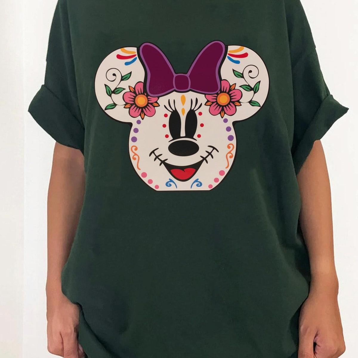 Mickey Minnie Mouse Sugar Skull Day Of The Dead Halloween Couple Shirt 2