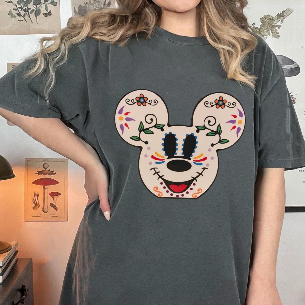 Mickey Minnie Mouse Sugar Skull Day Of The Dead Halloween Couple Shirt 3