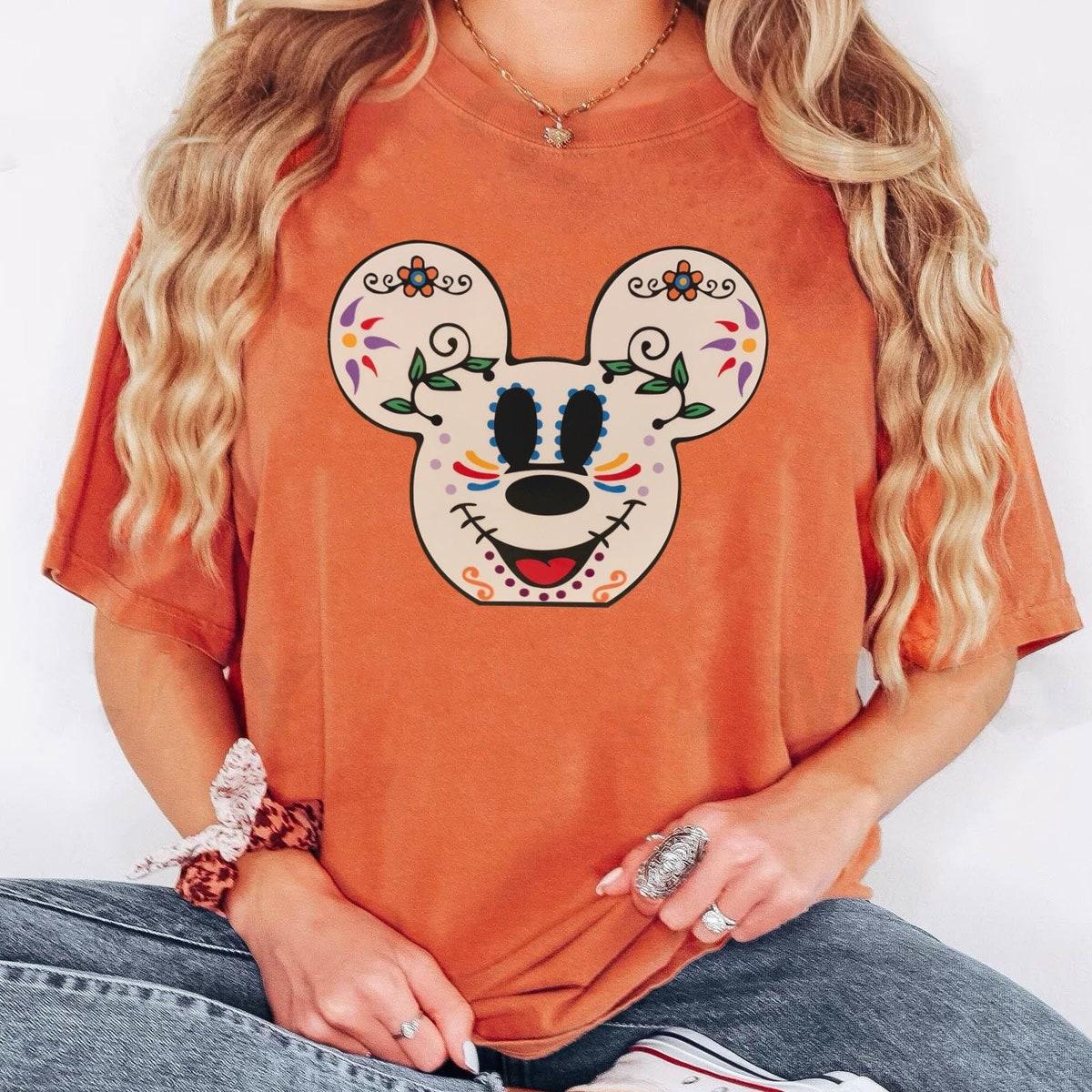 Mickey Minnie Mouse Sugar Skull Day Of The Dead Halloween Couple Shirt 5