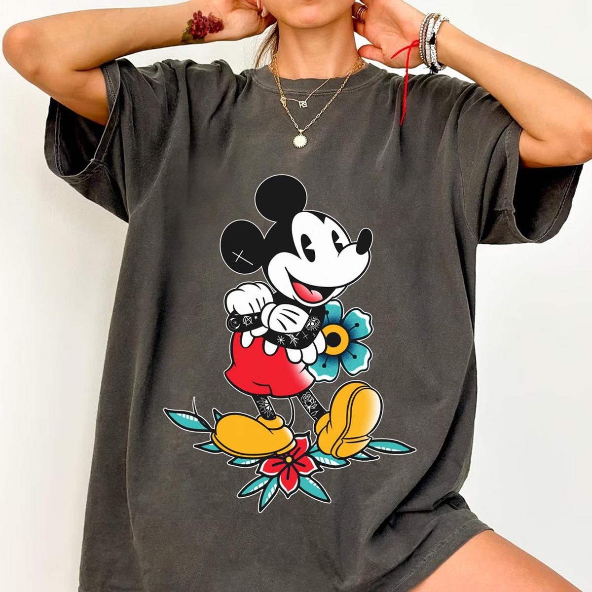 Mickey Minnie Mouse Tattoo Art Style Couple Matching Shirt 2