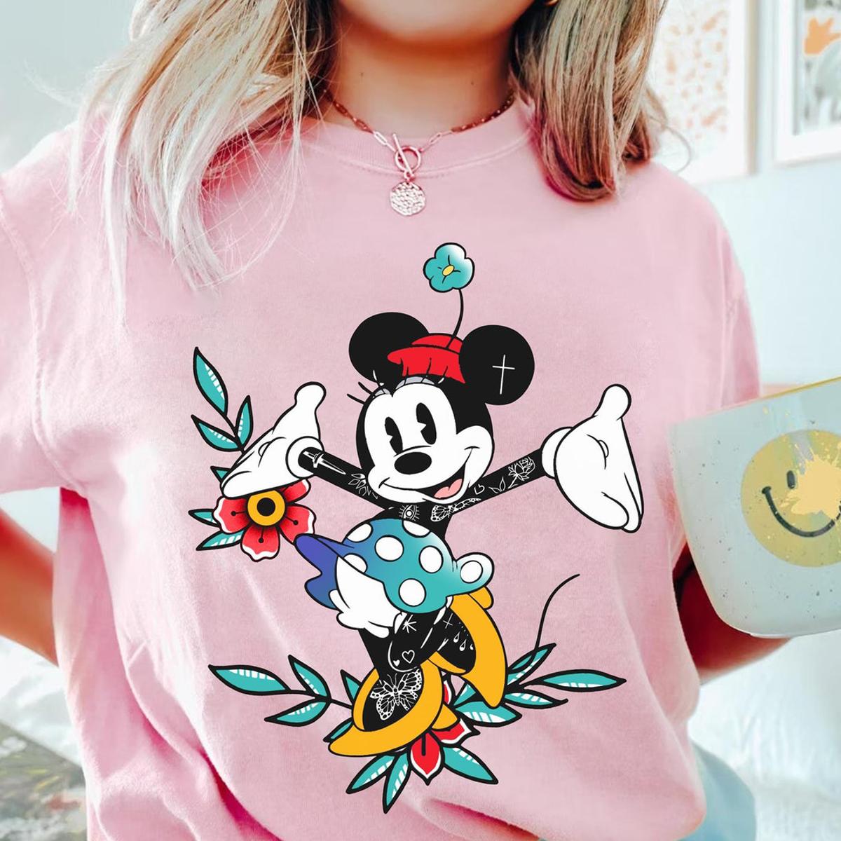 Mickey Minnie Mouse Tattoo Art Style Couple Matching Shirt 3