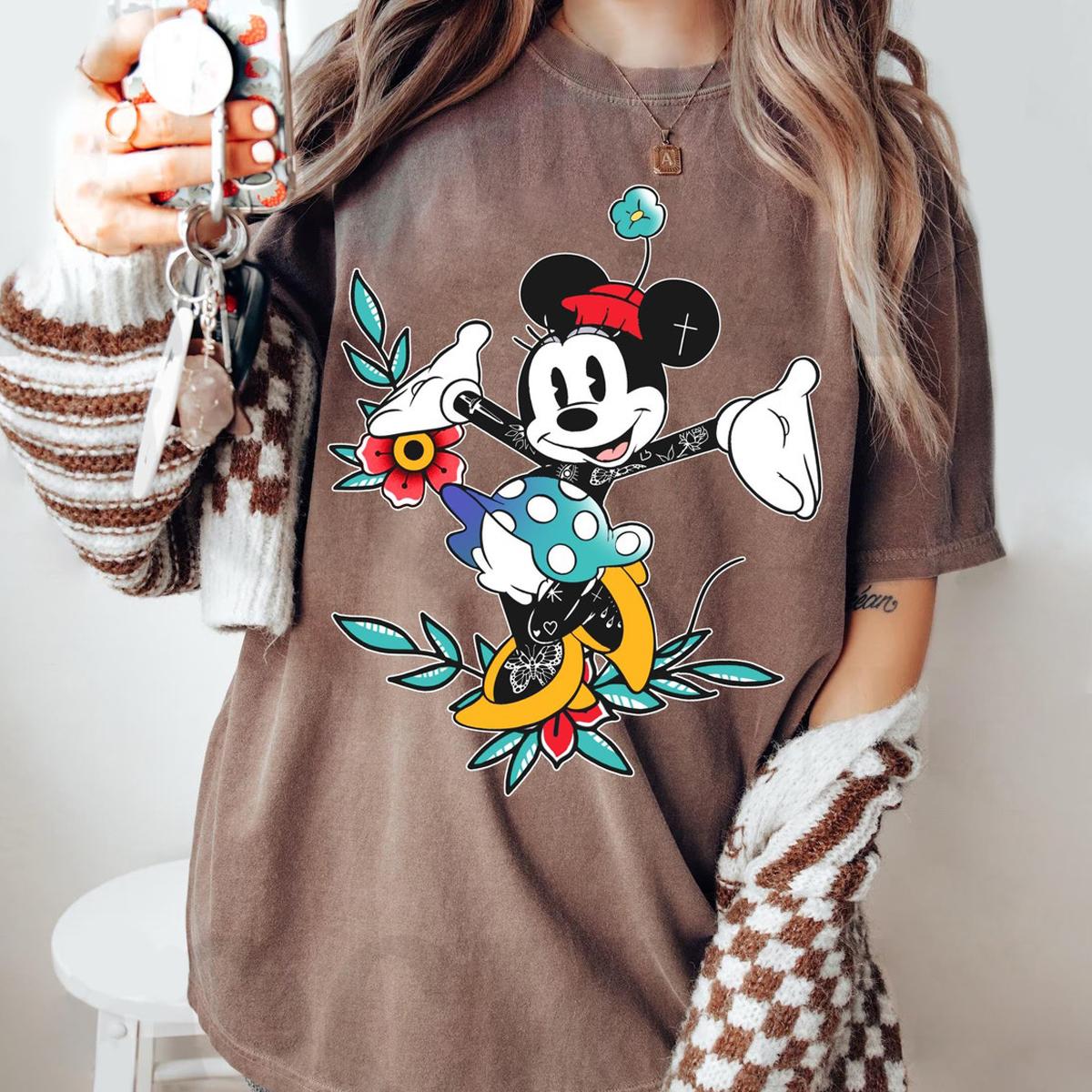 Mickey Minnie Mouse Tattoo Art Style Couple Matching Shirt 5