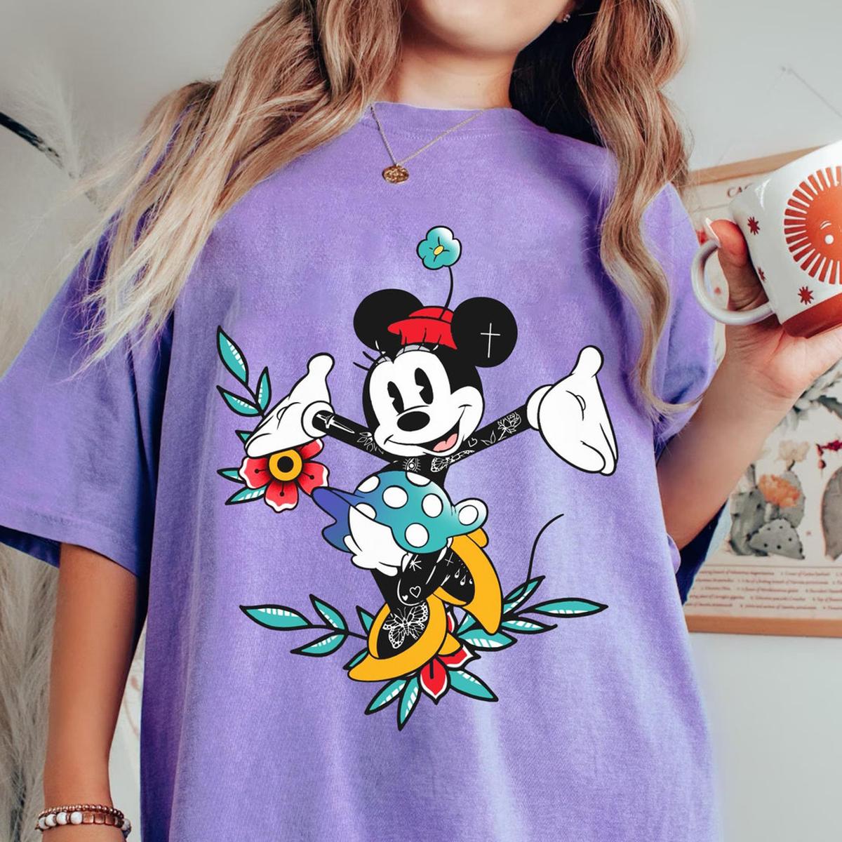 Mickey Minnie Mouse Tattoo Art Style Couple Matching Shirt 7