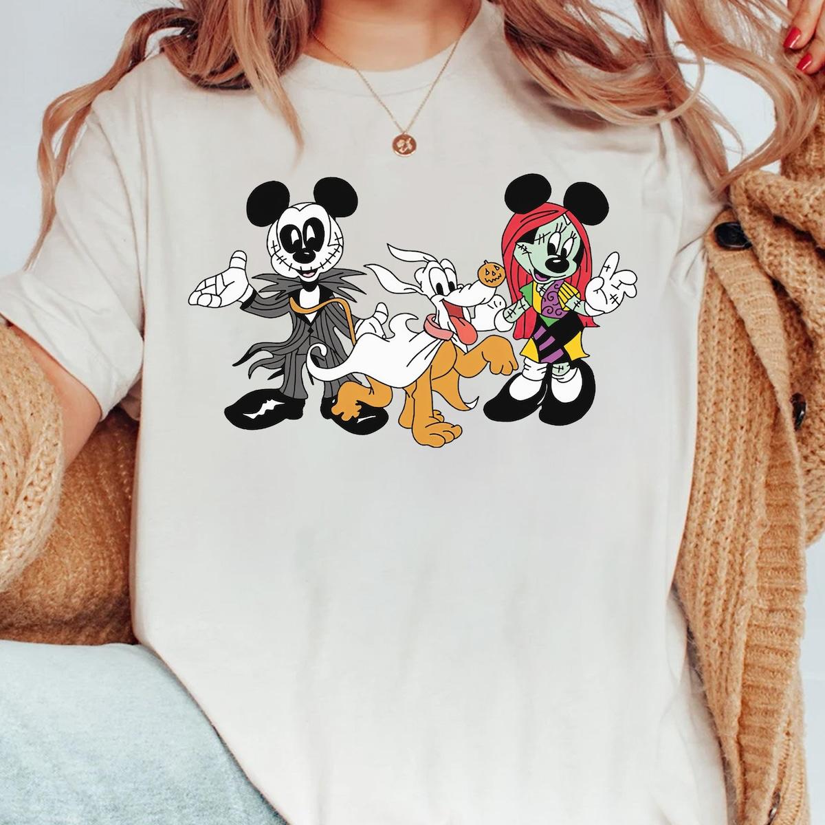 Mickey Minnie Pluto Custom Jack Sally Zero Nightmare Before Christmas Shirt 1