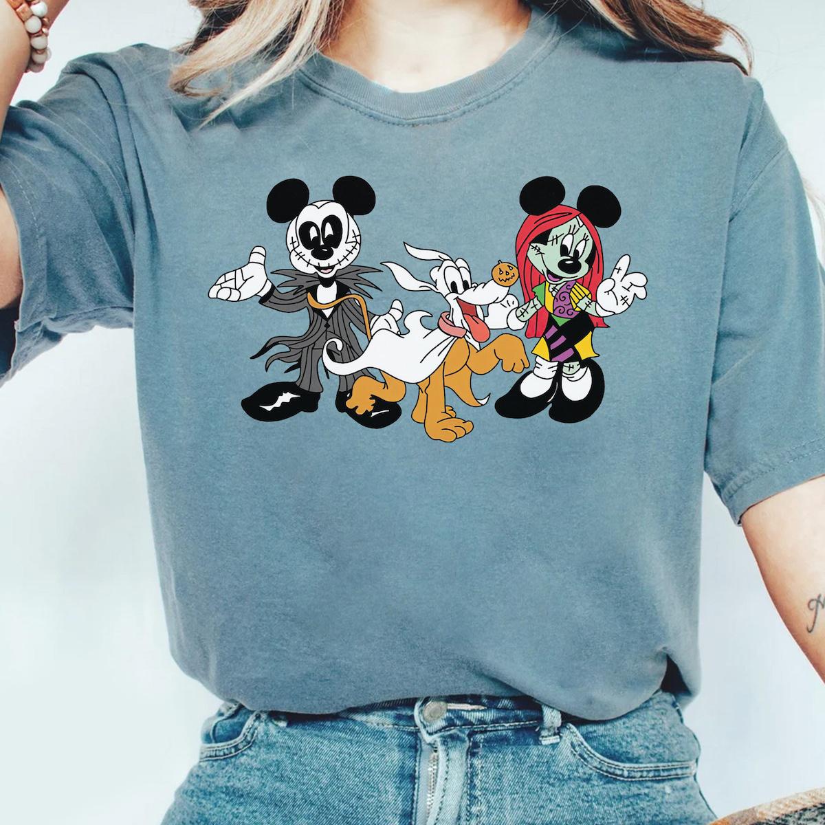 Mickey Minnie Pluto Custom Jack Sally Zero Nightmare Before Christmas Shirt 2