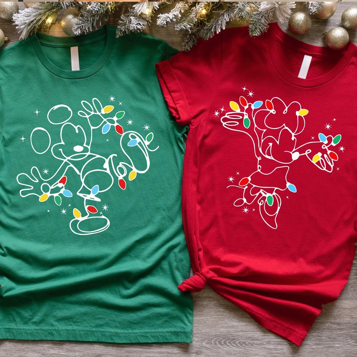 Mickey Mouse And Friends Christmas Lights Family Matching Shirt 3