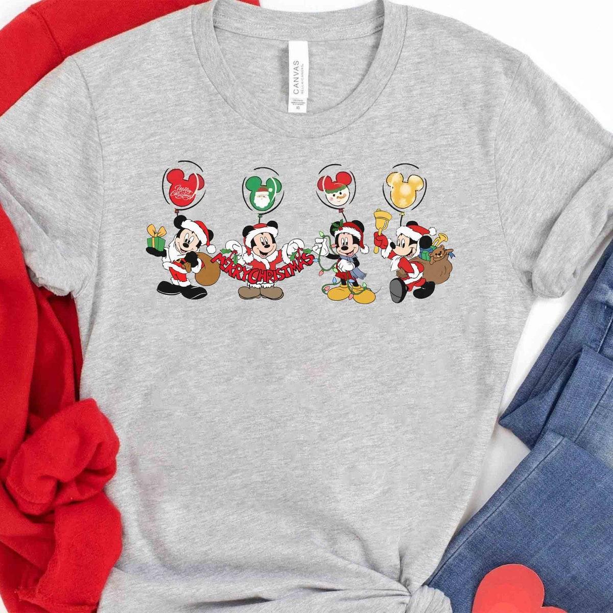 Mickey Mouse Costume Santa Christmas Balloon Shirt 2