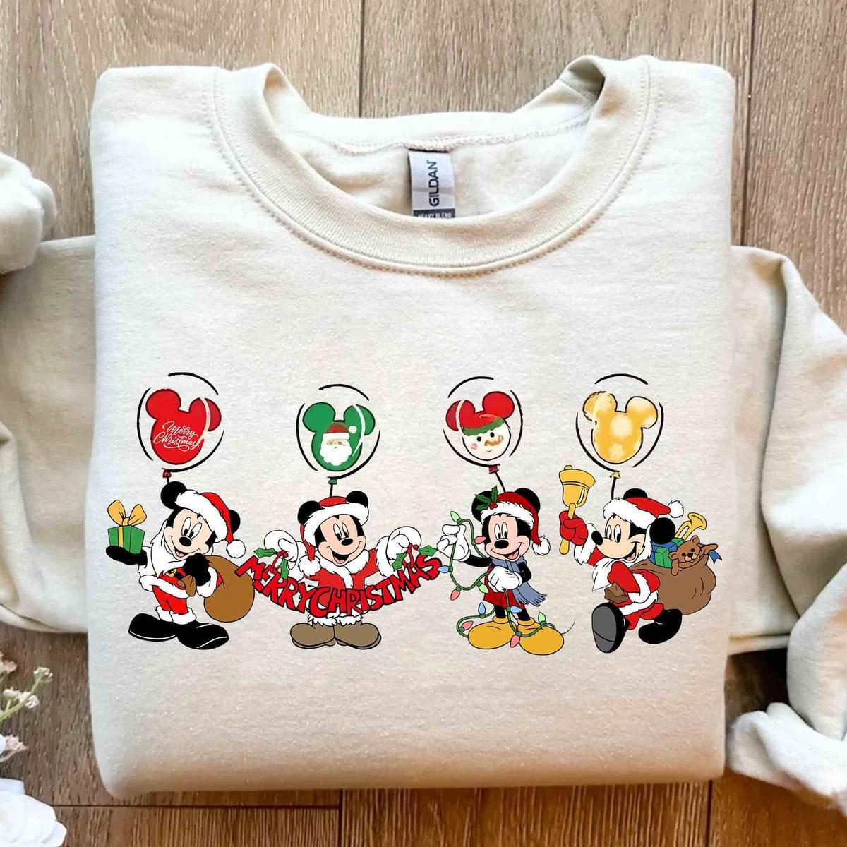 Mickey Mouse Costume Santa Christmas Balloon Shirt 3