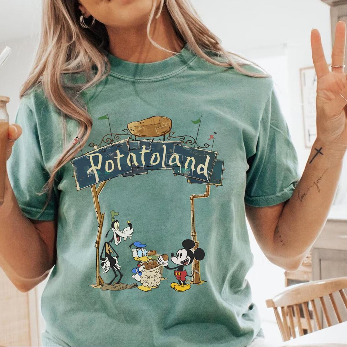 Mickey Mouse Donald Duck And Goofy Welcome To Potatoland Shirt 3