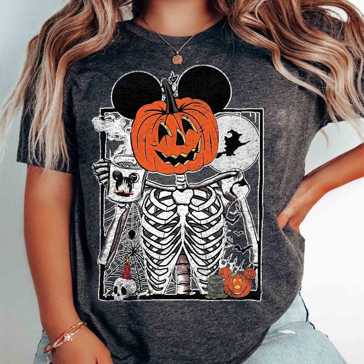 Mickey Skeleton Pumpkin Halloween Matching Shirt 1