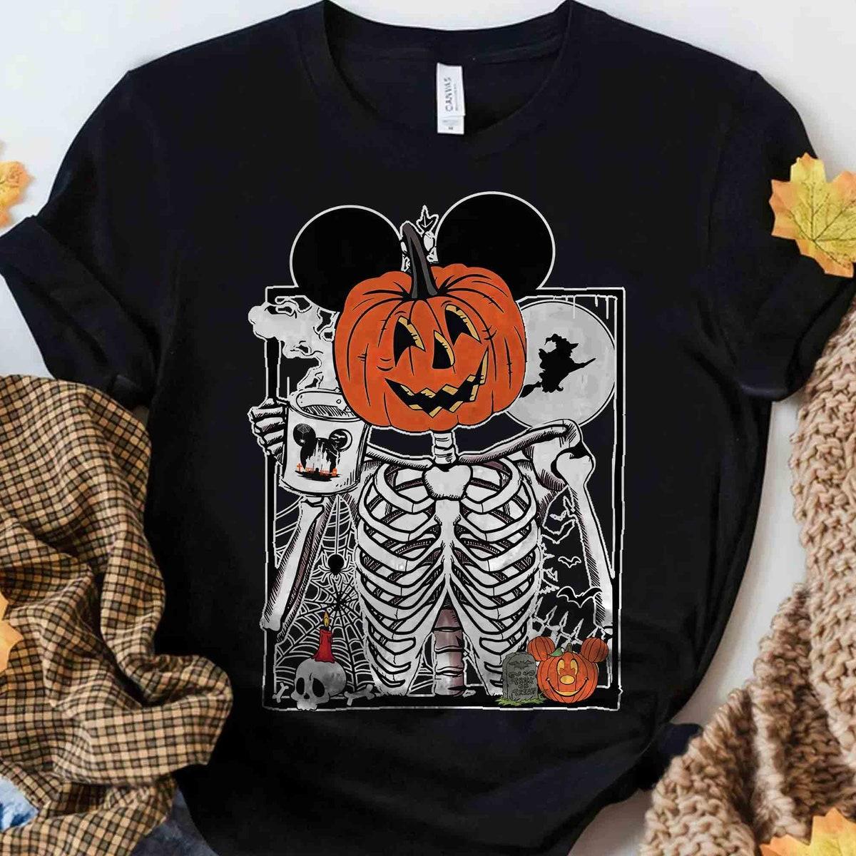 Mickey Skeleton Pumpkin Halloween Matching Shirt 2