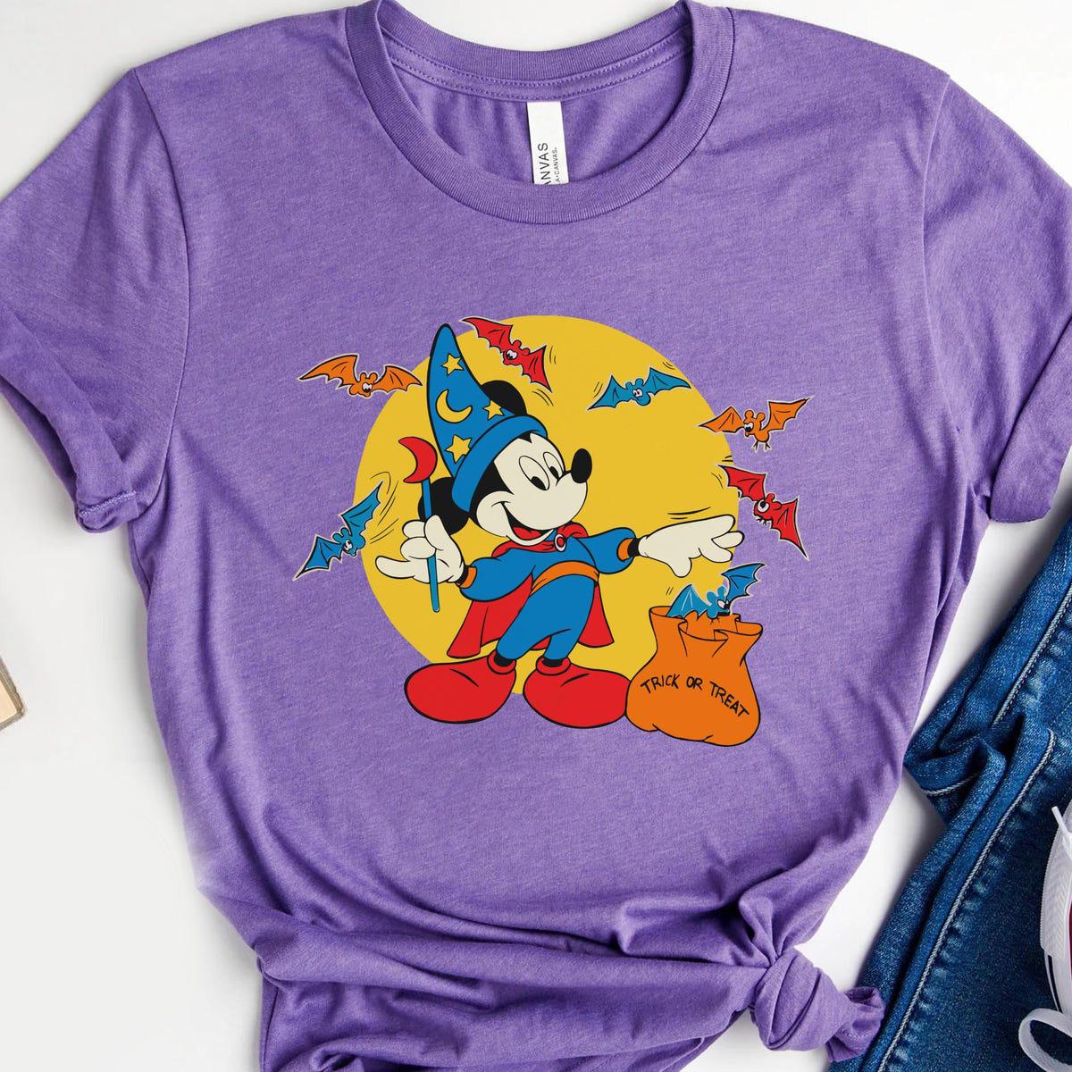 Mickey Sorcerer Trick Or Treat Fantasia Mickey Mouse Halloween Shirt 1