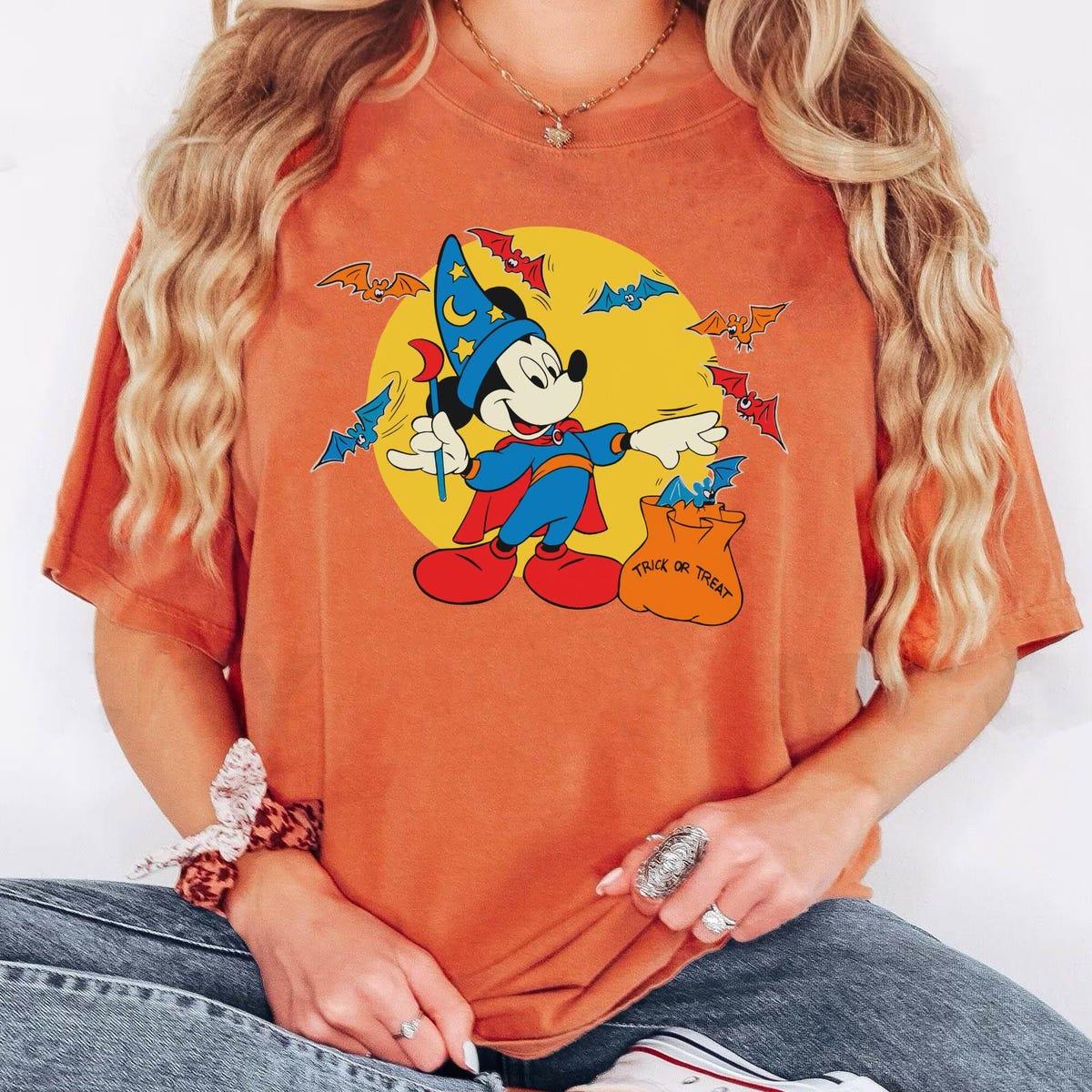 Mickey Sorcerer Trick Or Treat Fantasia Mickey Mouse Halloween Shirt 2