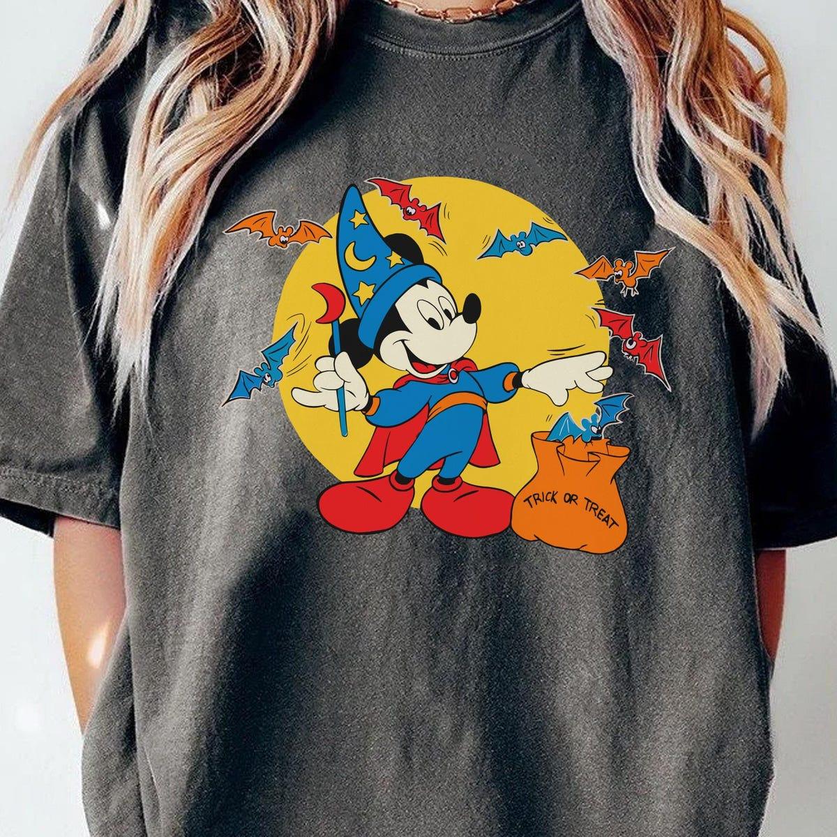 Mickey Sorcerer Trick Or Treat Fantasia Mickey Mouse Halloween Shirt 4