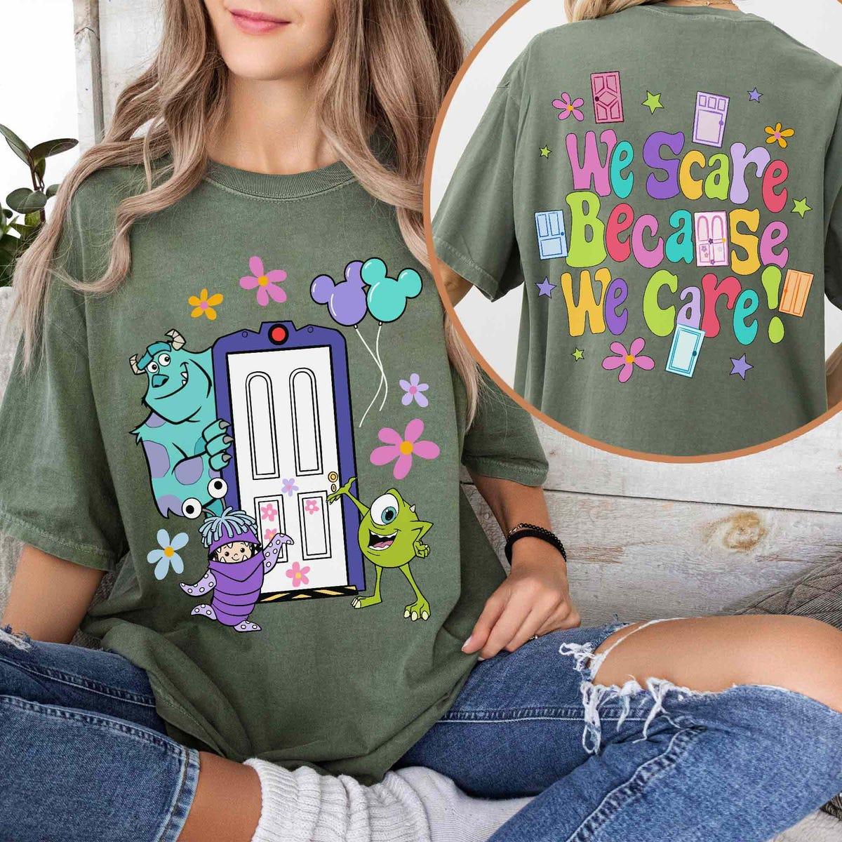 Mike Sulley Boo Door Floral We Scare Because We Care Shirt 3