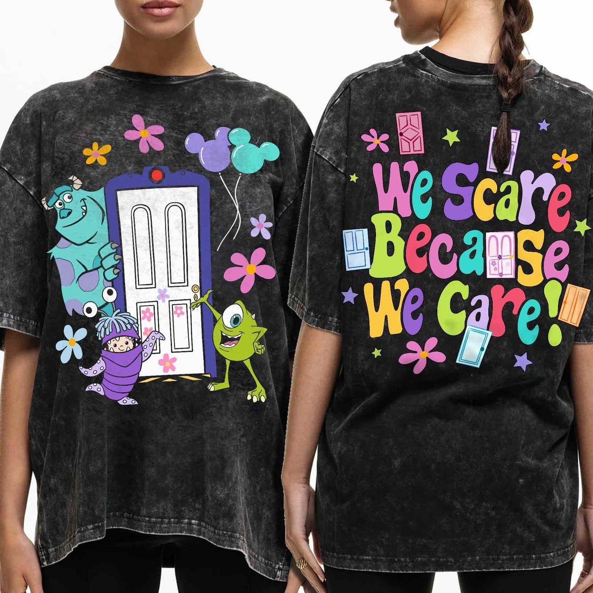 Mike Sulley Boo Door Floral We Scare Because We Care Shirt 4