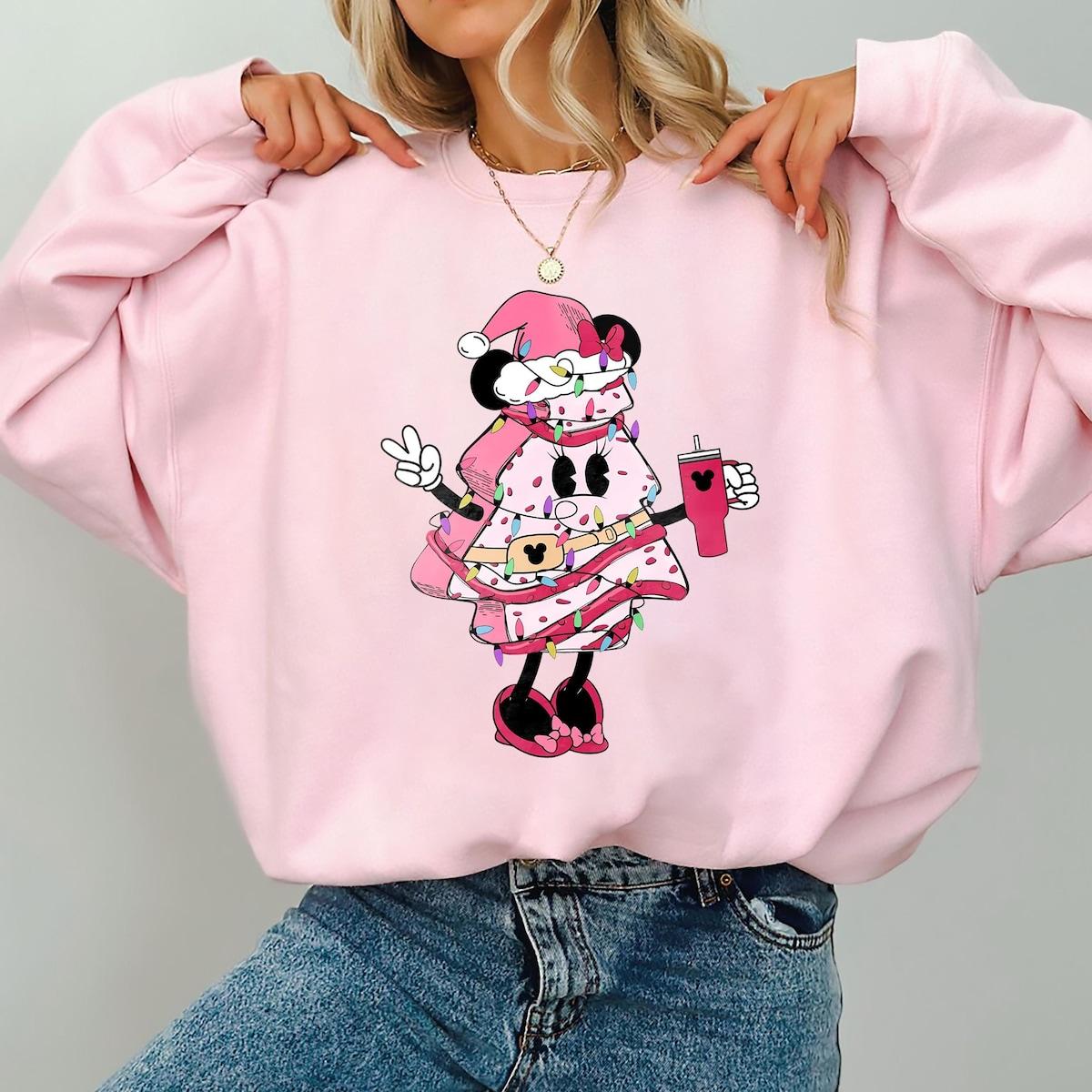 Minnie In Pink Christmas Tree Shirt 1