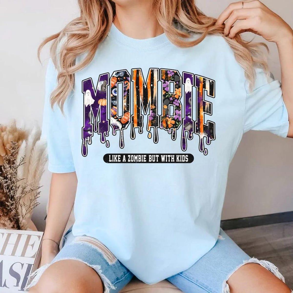 Mombie Like Zombie But With Kids Mom Zombie Halloween Shirt 3