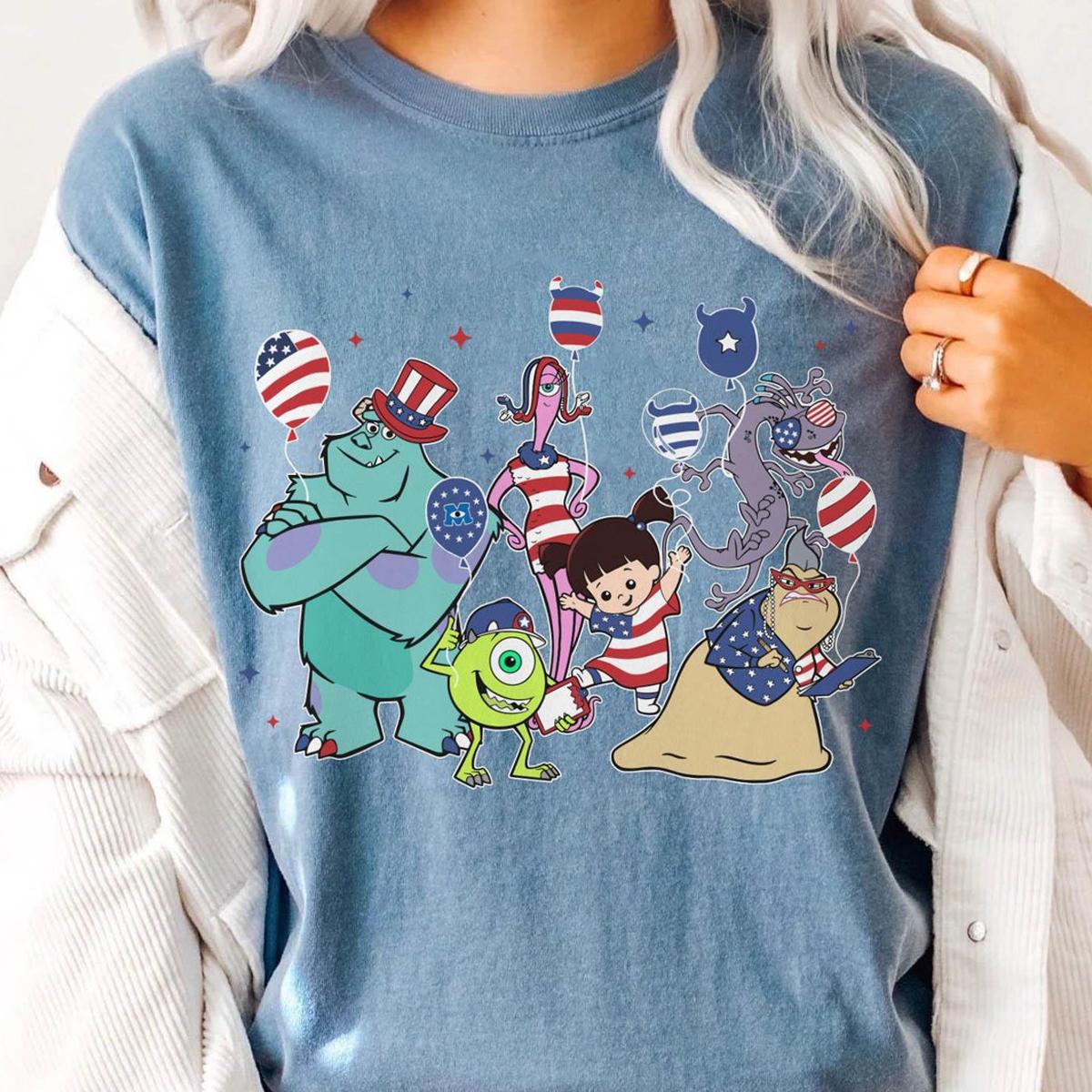 Monsters Inc Characters With Balloon 4th Of July Shirt 2