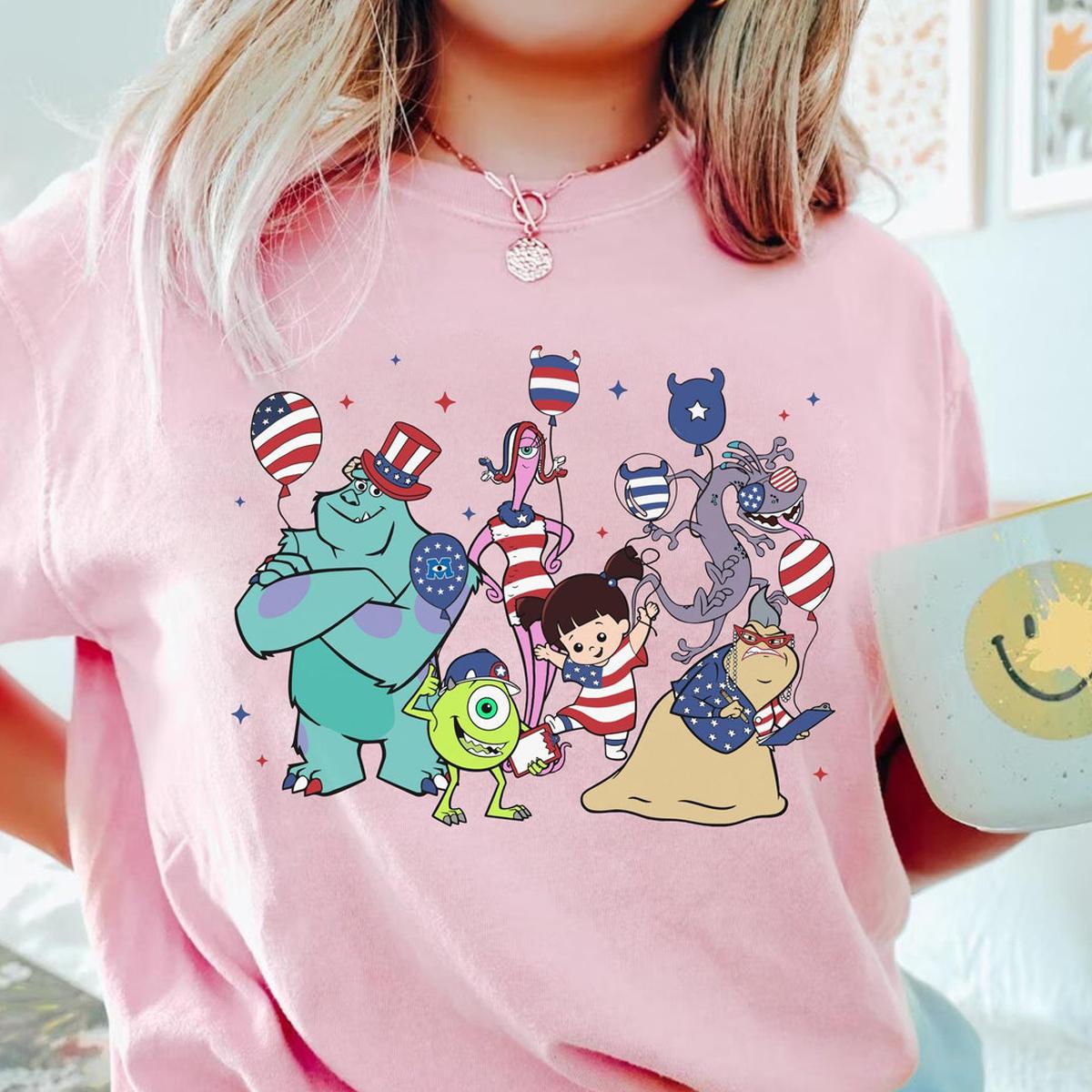 Monsters Inc Characters With Balloon 4th Of July Shirt 3