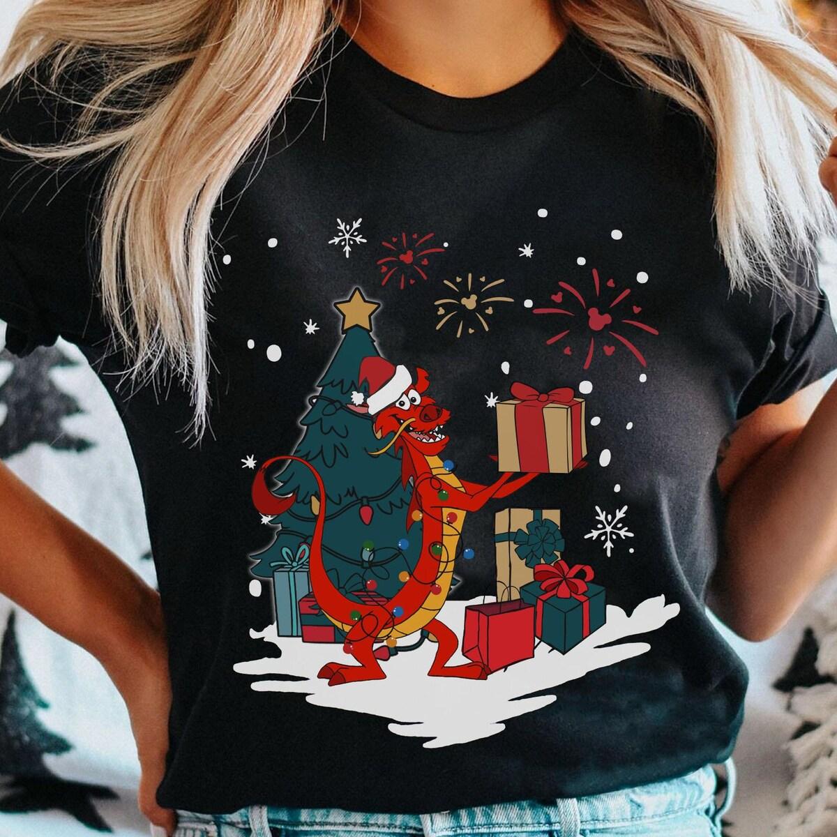 Mulan Mushu Dragon With Christmas Tree Shirt 1