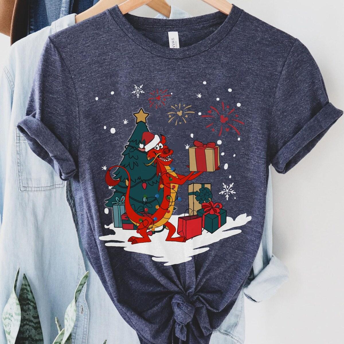 Mulan Mushu Dragon With Christmas Tree Shirt 3